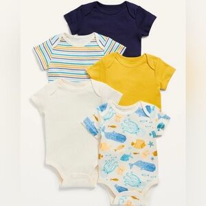 Old Navy Lost at Sea Print 5-Pack Short-Sleeve Bodysuit | 6-12M
